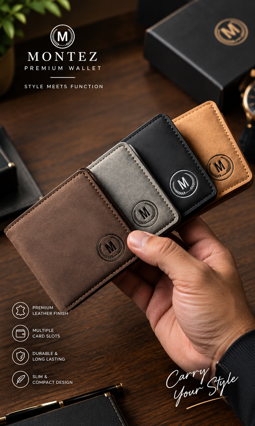 Montez Elite Leather Wallet – Premium Men’s Bifold